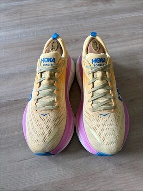 Hoka One One Bondi 8  Womens Sz 8.5B Impala Cyclamen Max Cushion Road Athletic